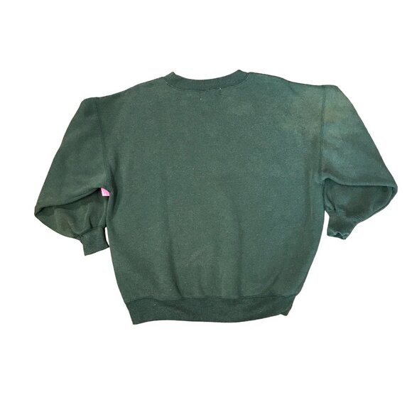 Vtg Limited Jeans Pullover Sweatshirt M Green Embroidered Plaid Logo y2K 90s - Picture 3 of 10